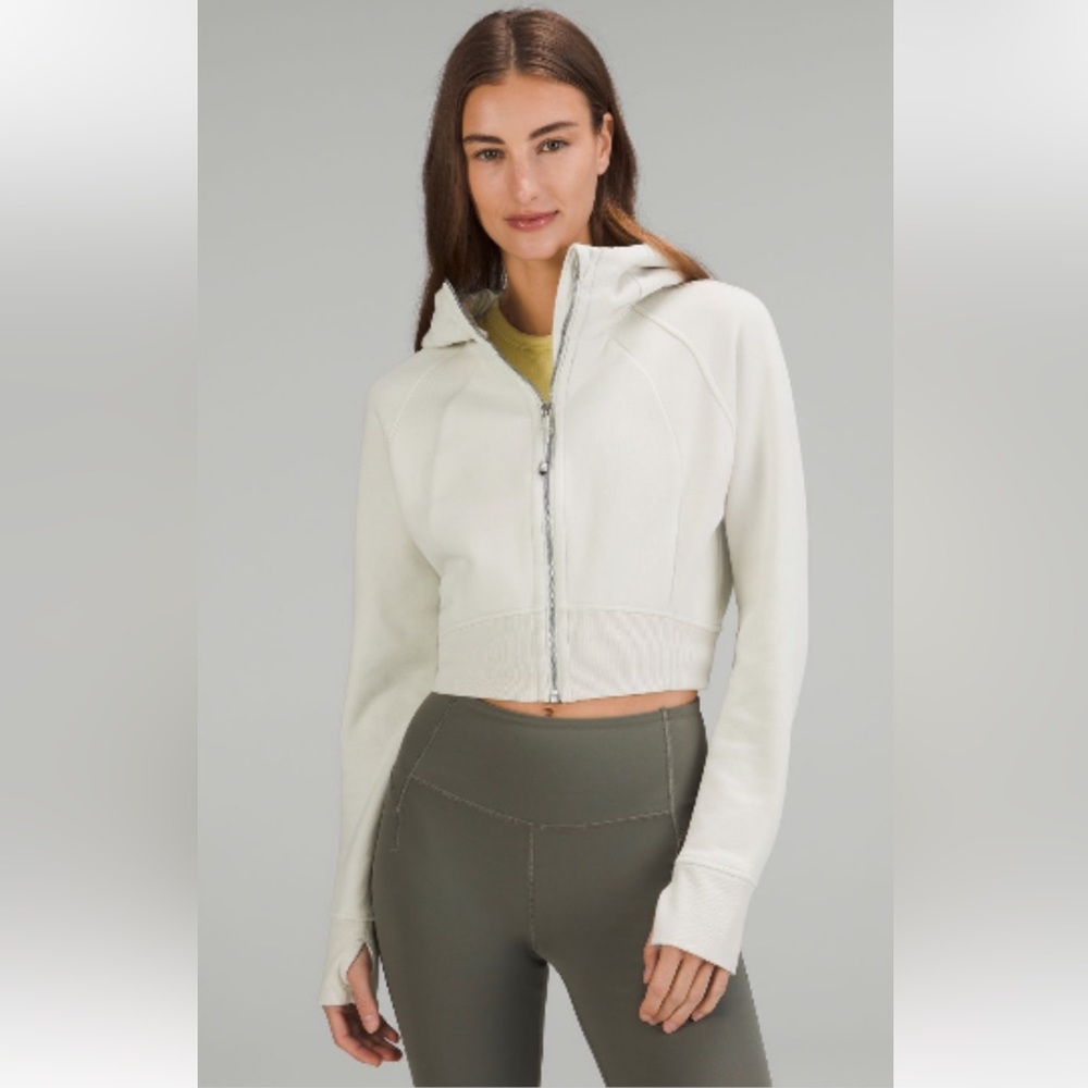 LULULEMON Cropped Scuba full Zip-Up Hoodie Sz 2 in Bone - only worn 2x!
